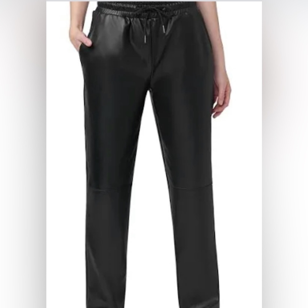 Tart leather drawstring tie waist pants